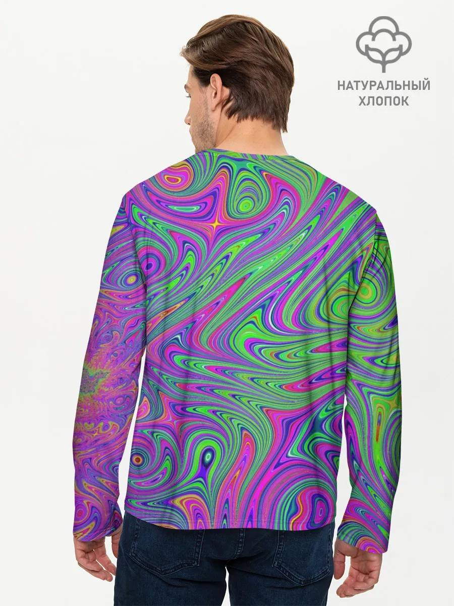 Мужской лонгслив базовый / Неоновый абстрактный узор