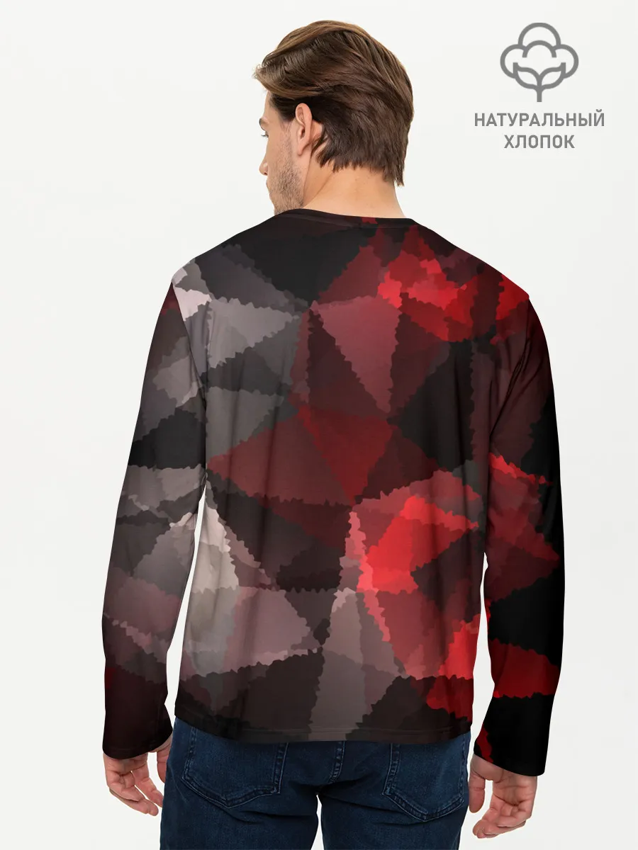 Мужской лонгслив базовый / Серо-красная абстракция
