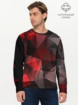Мужской лонгслив базовый / Серо-красная абстракция