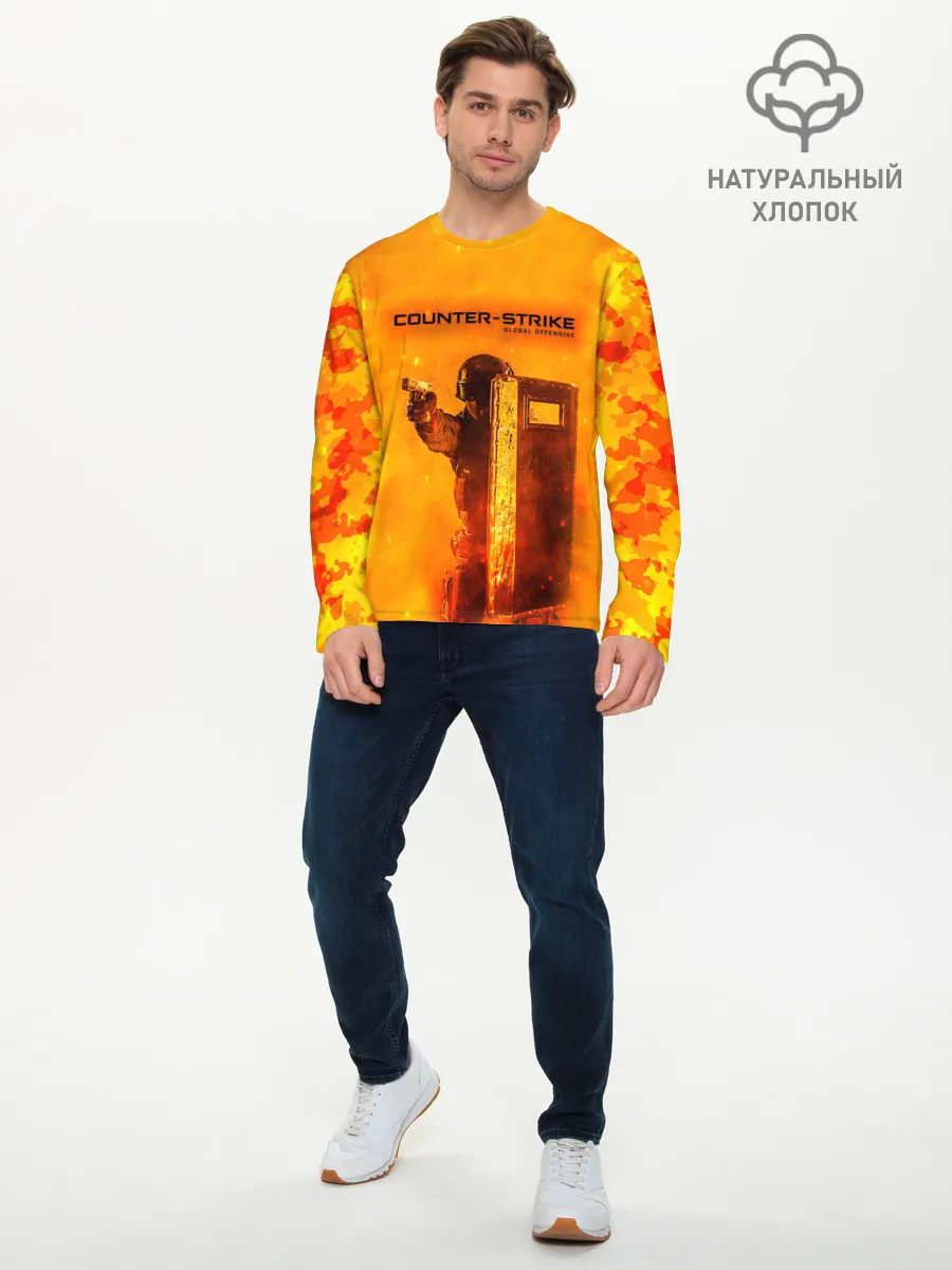 Мужской лонгслив базовый / CS GO FIRE | КС ГО