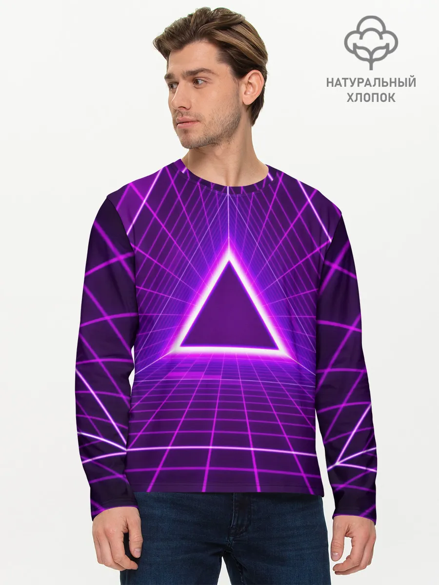 Мужской лонгслив базовый / Фон в стиле ретро 80-х