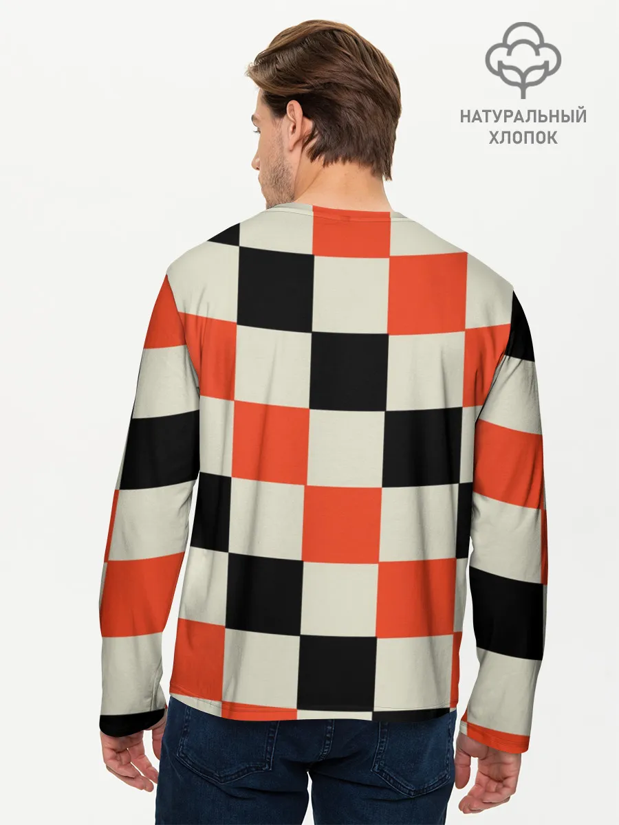 Мужской лонгслив базовый / Образец шахматной доски