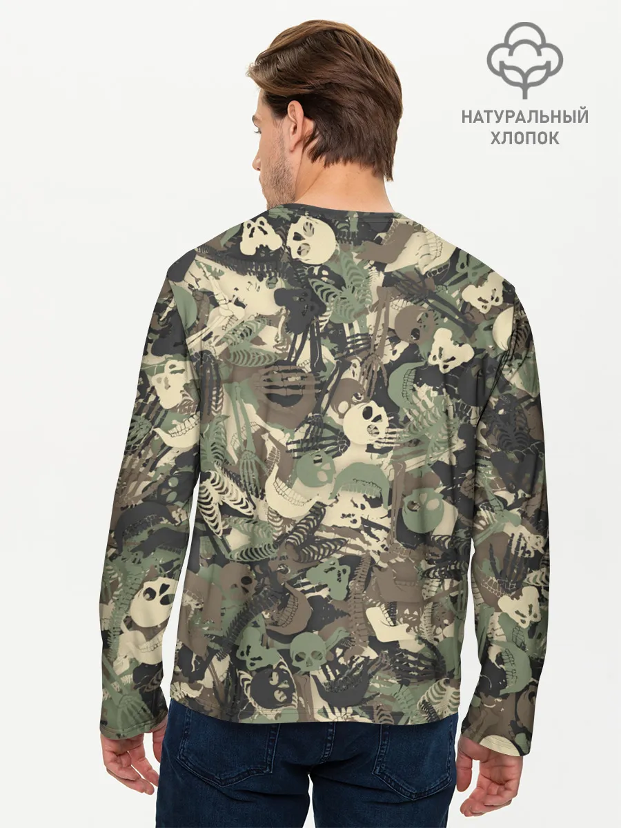 Мужской лонгслив базовый / Камуфляж с костями