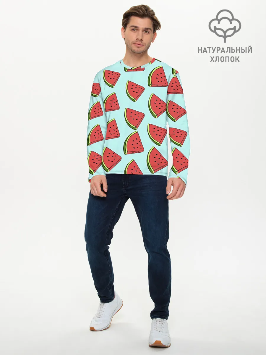 Мужской лонгслив базовый / Дольки арбузов