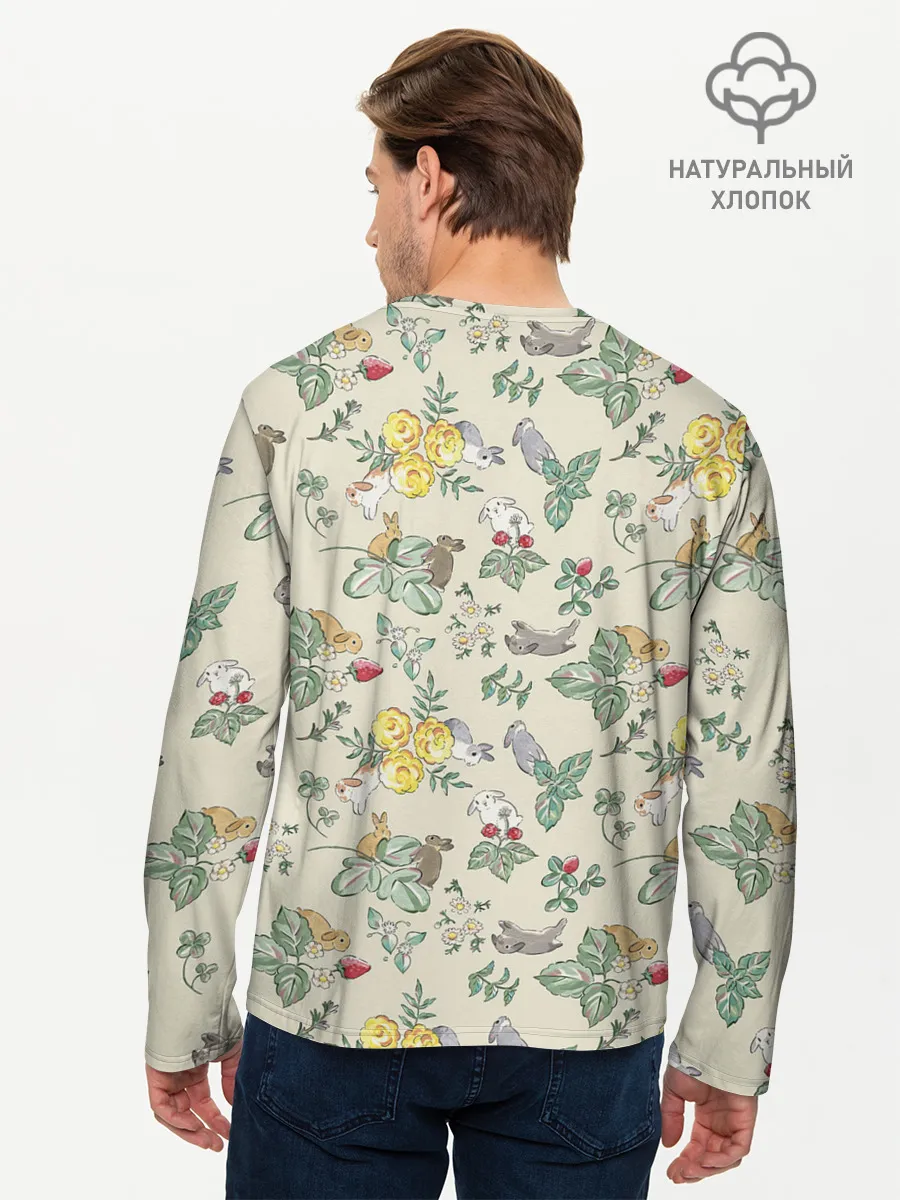 Мужской лонгслив базовый / Зайчики с Цветочками