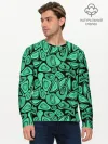 Мужской лонгслив базовый / Зеленый абстрактный узор