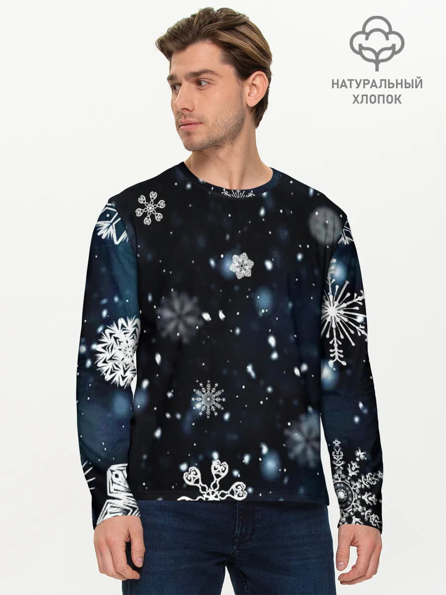 Мужской лонгслив базовый / А снег идёт