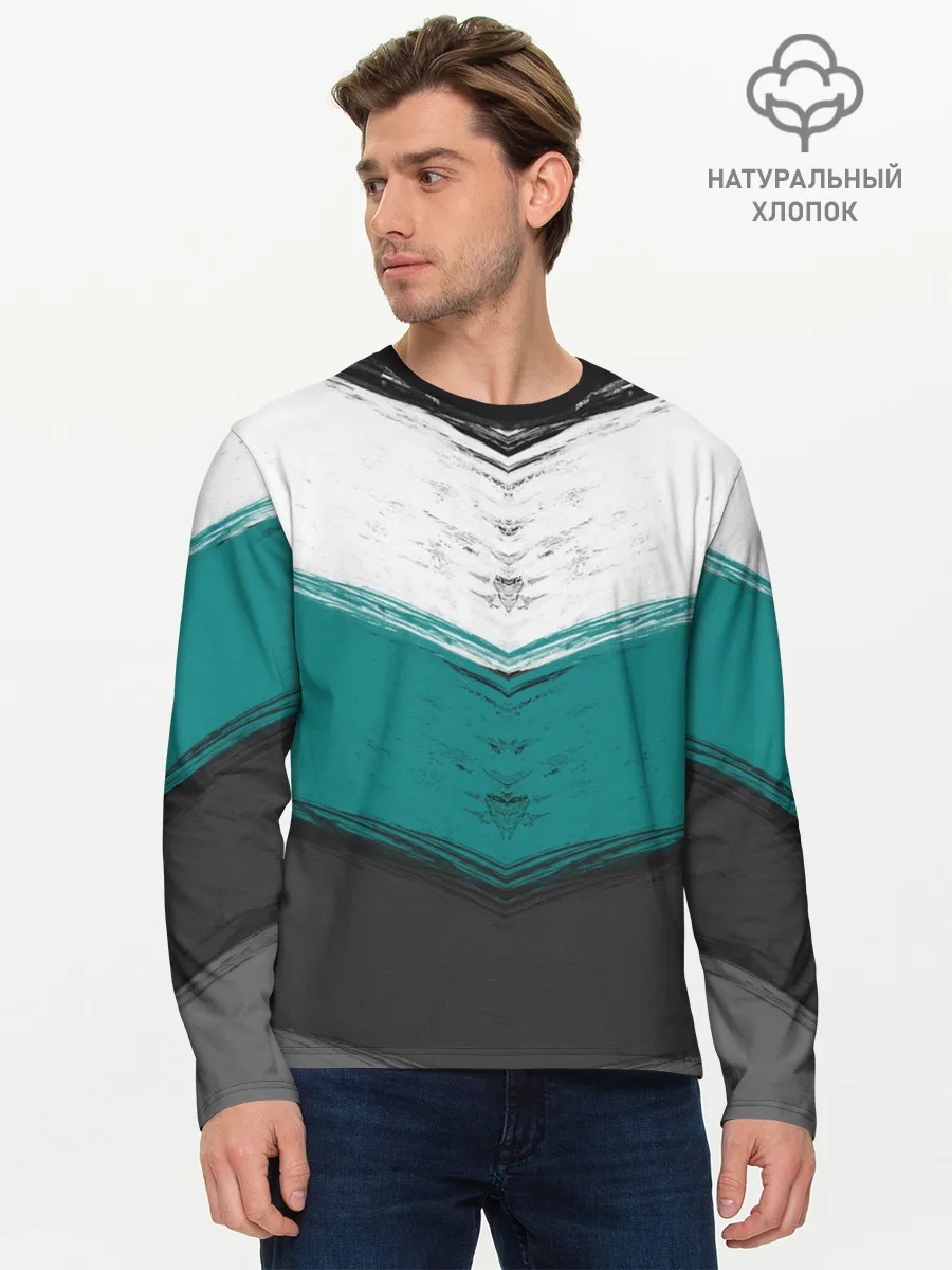 Мужской лонгслив базовый / Полосатый абстрактный принт