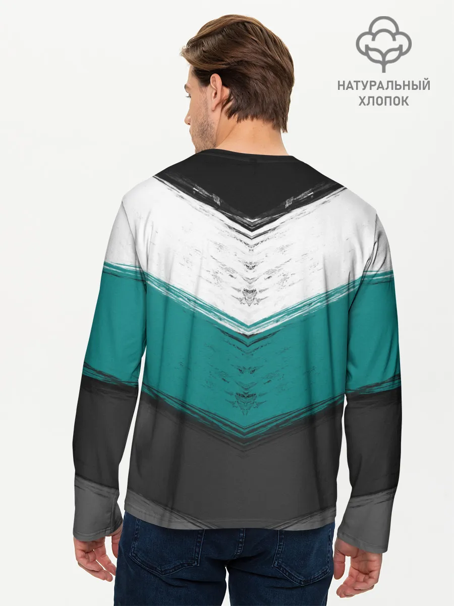 Мужской лонгслив базовый / Полосатый абстрактный принт