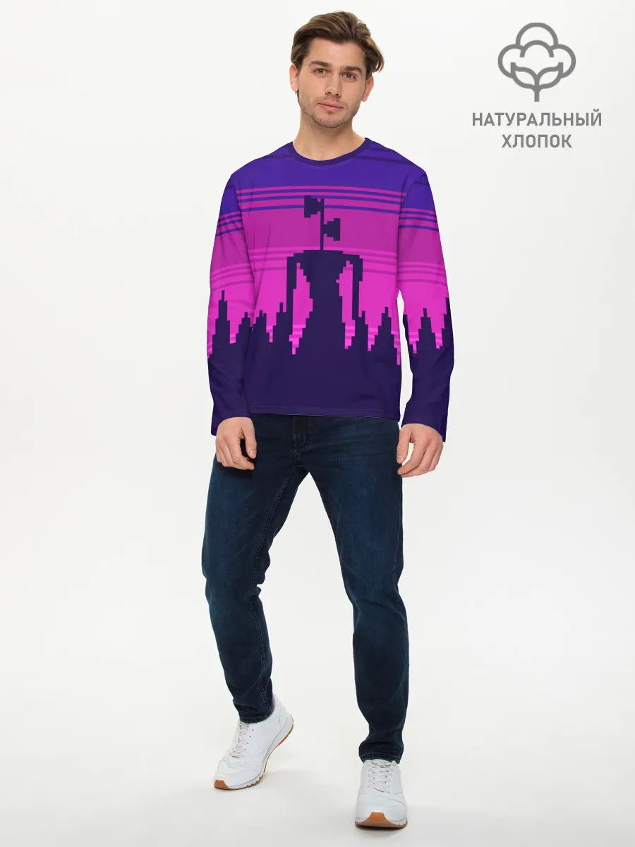 Мужской лонгслив базовый / Сиреноголовый Пиксельный Город