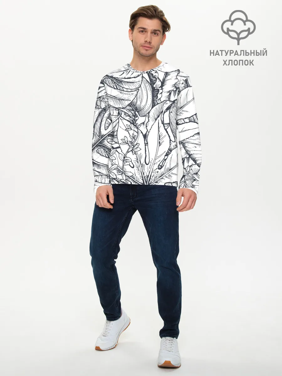 Мужской лонгслив базовый / Тропические листья