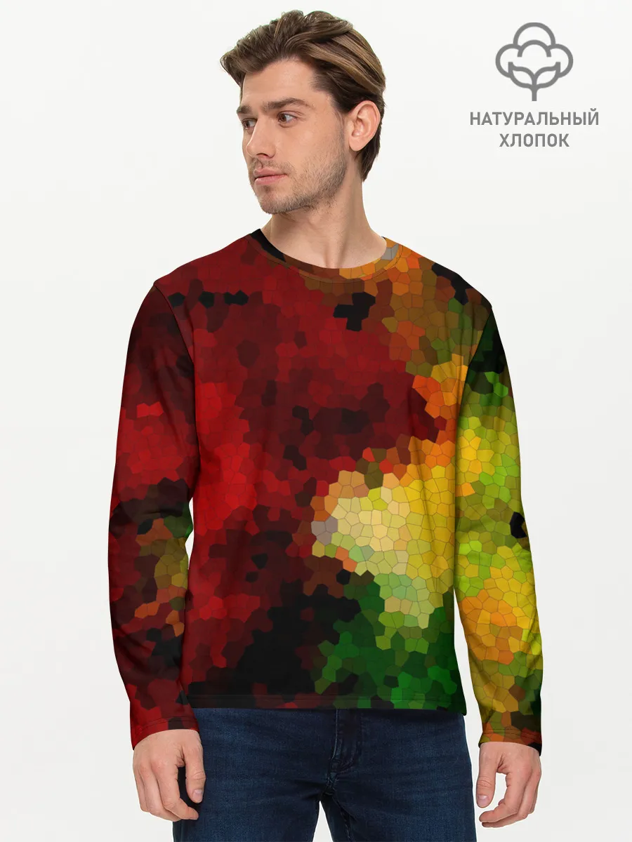 Мужской лонгслив базовый / Абстрактная мазаика витраж