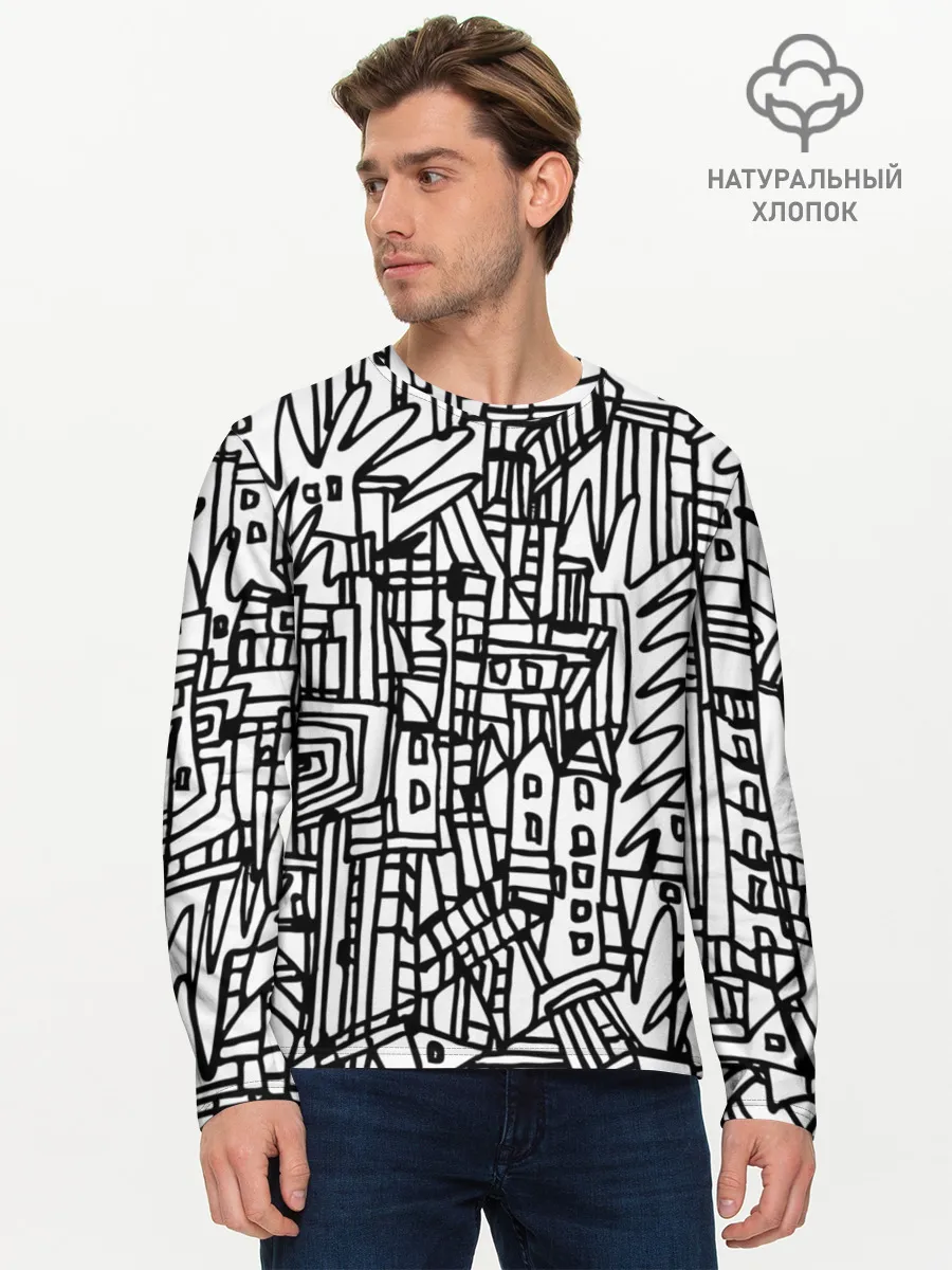 Мужской лонгслив базовый / Городской скетч