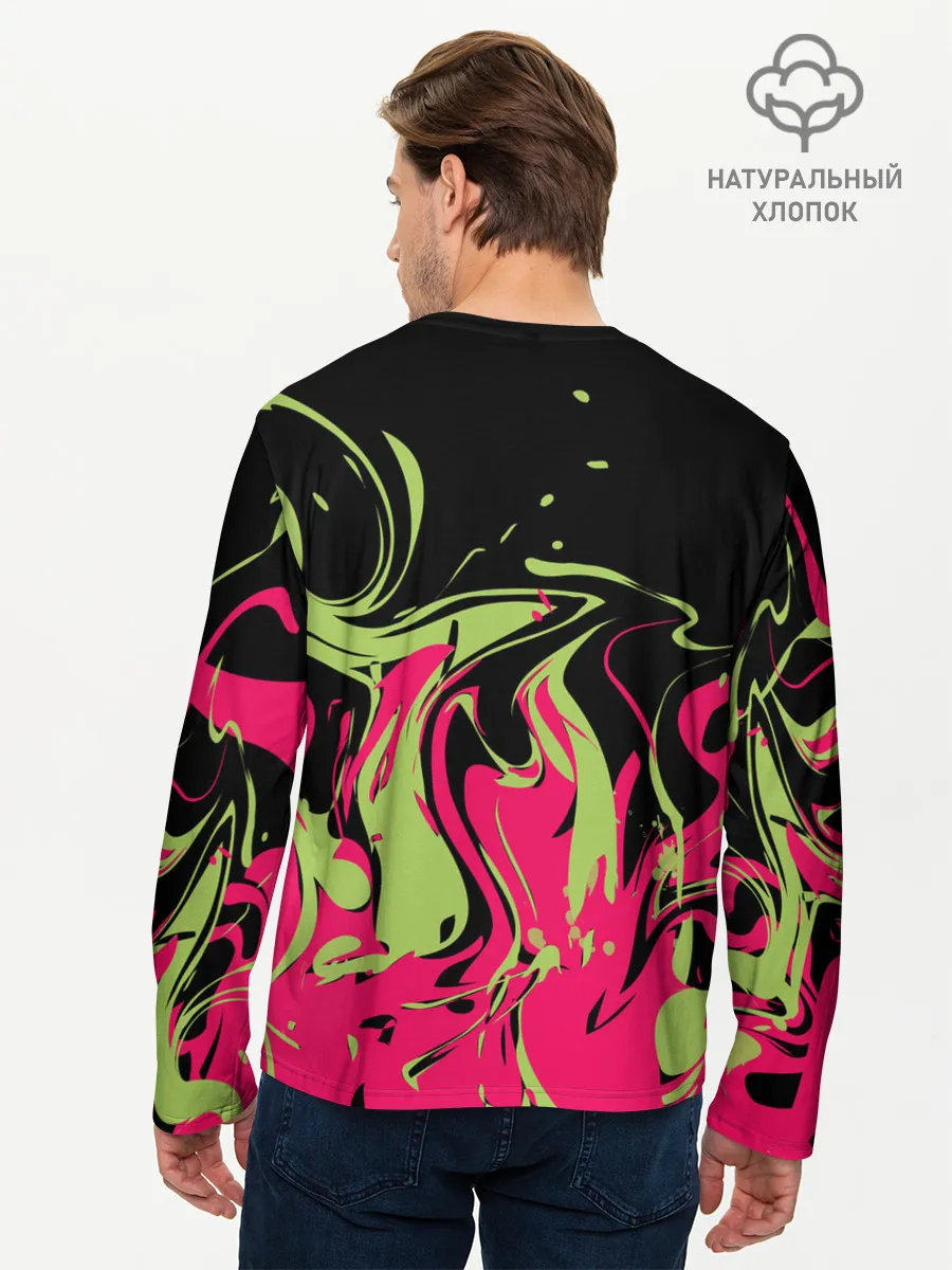 Мужской лонгслив базовый / Черно малиновый абстрактный