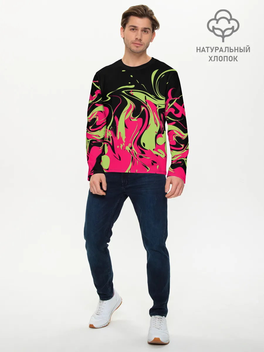 Мужской лонгслив базовый / Черно малиновый абстрактный