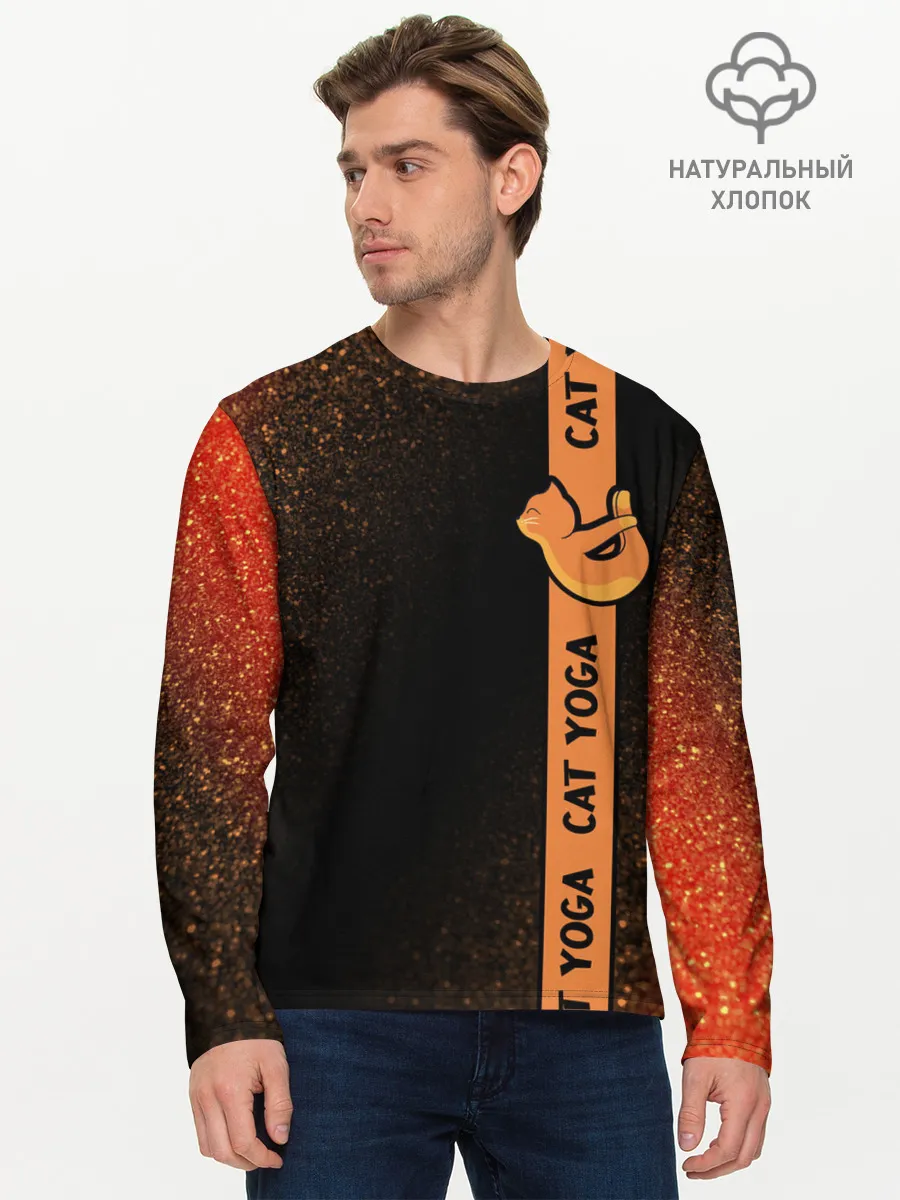 Мужской лонгслив базовый / Йога Кошка - Шум