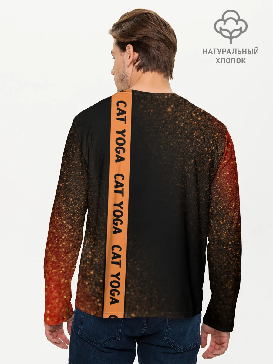 Мужской лонгслив базовый / Йога Кошка - Шум