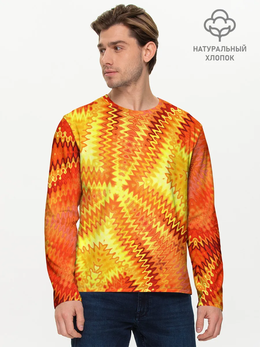 Мужской лонгслив базовый / Желто-оранжевая абстракция