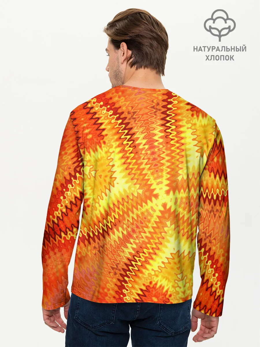 Мужской лонгслив базовый / Желто-оранжевая абстракция