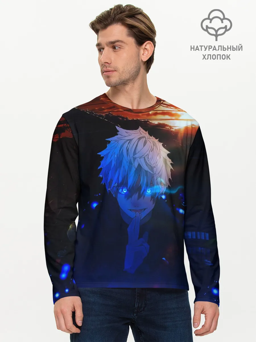 Мужской лонгслив базовый / Сатору гото голубые глаза