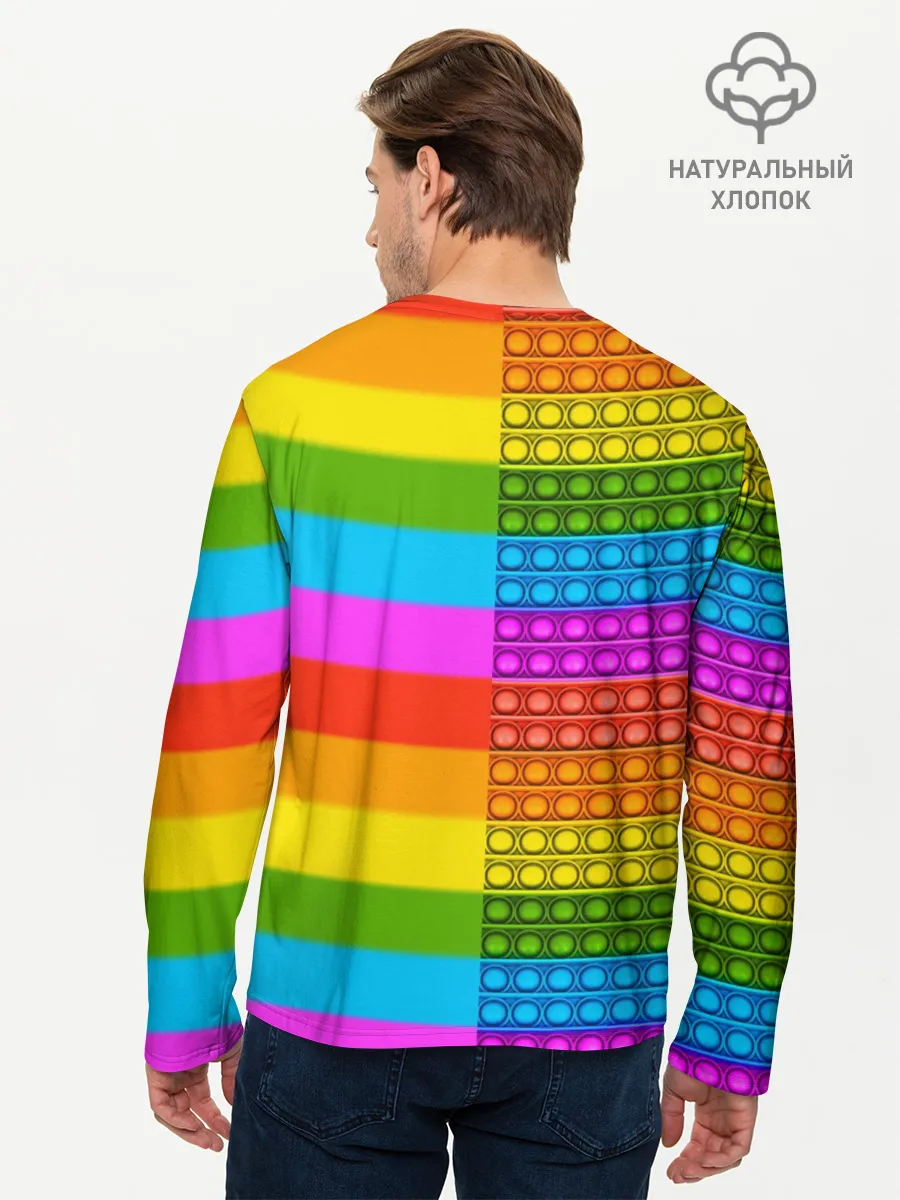 Мужской лонгслив базовый / POP it вертикальная надпись