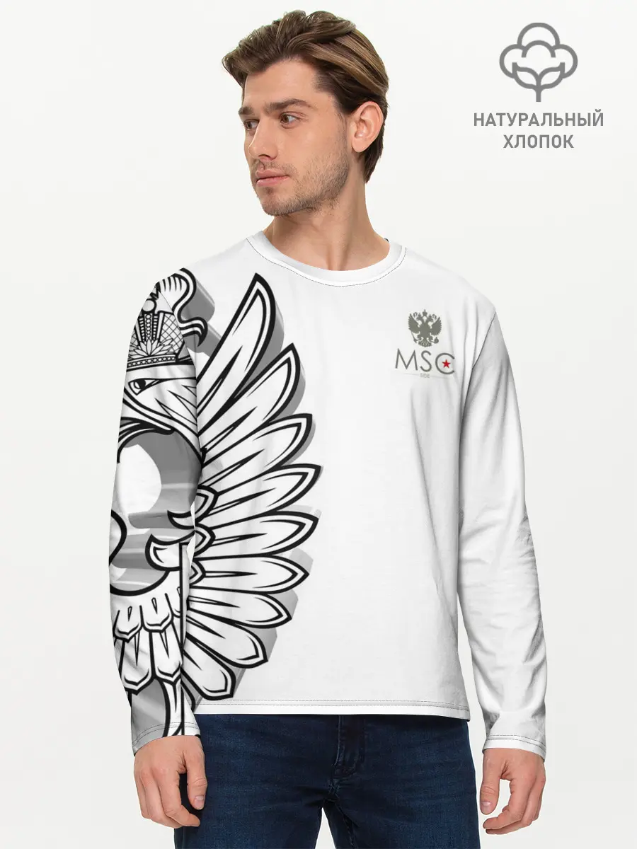 Мужской лонгслив базовый / Russia | MSKSide 3D Logo
