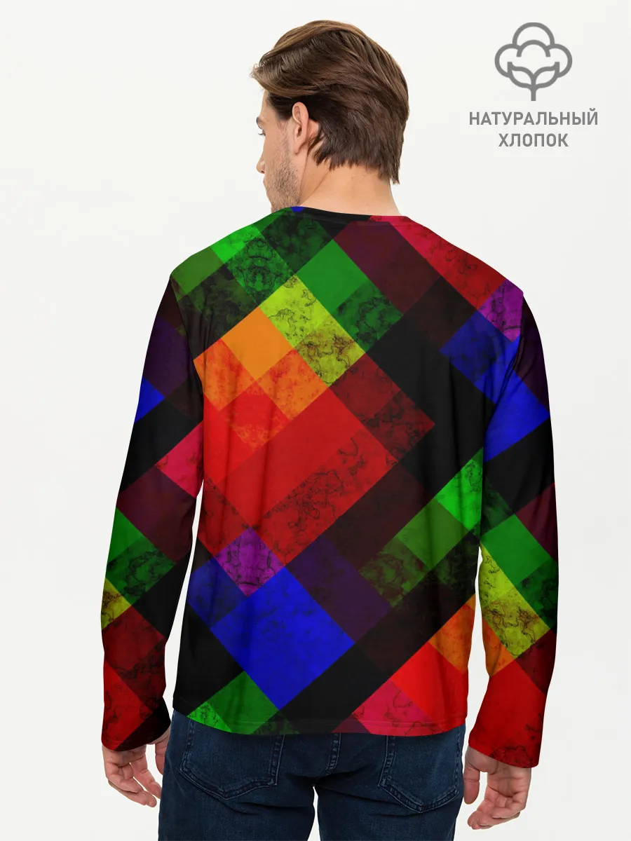 Мужской лонгслив базовый / Яркий геометрический узор