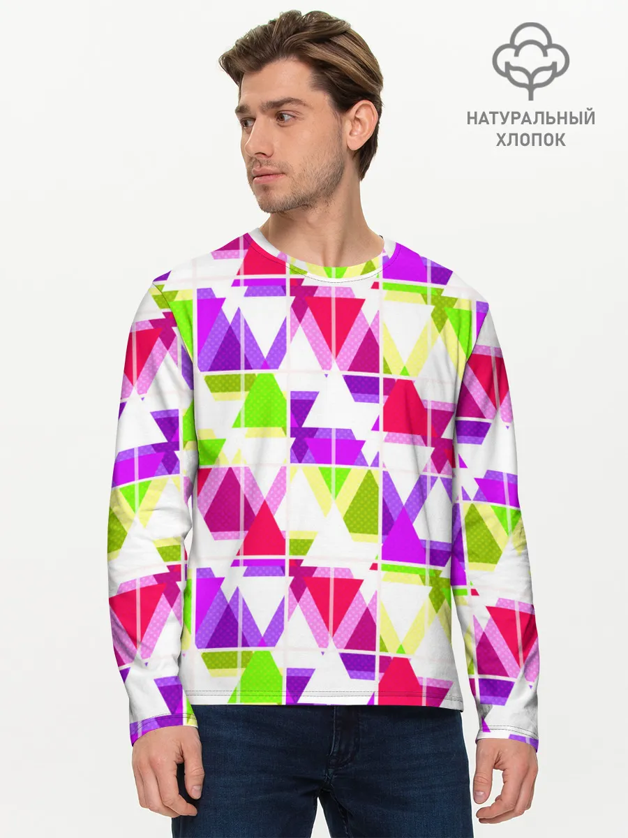 Мужской лонгслив базовый / Абстрактный яркий узор