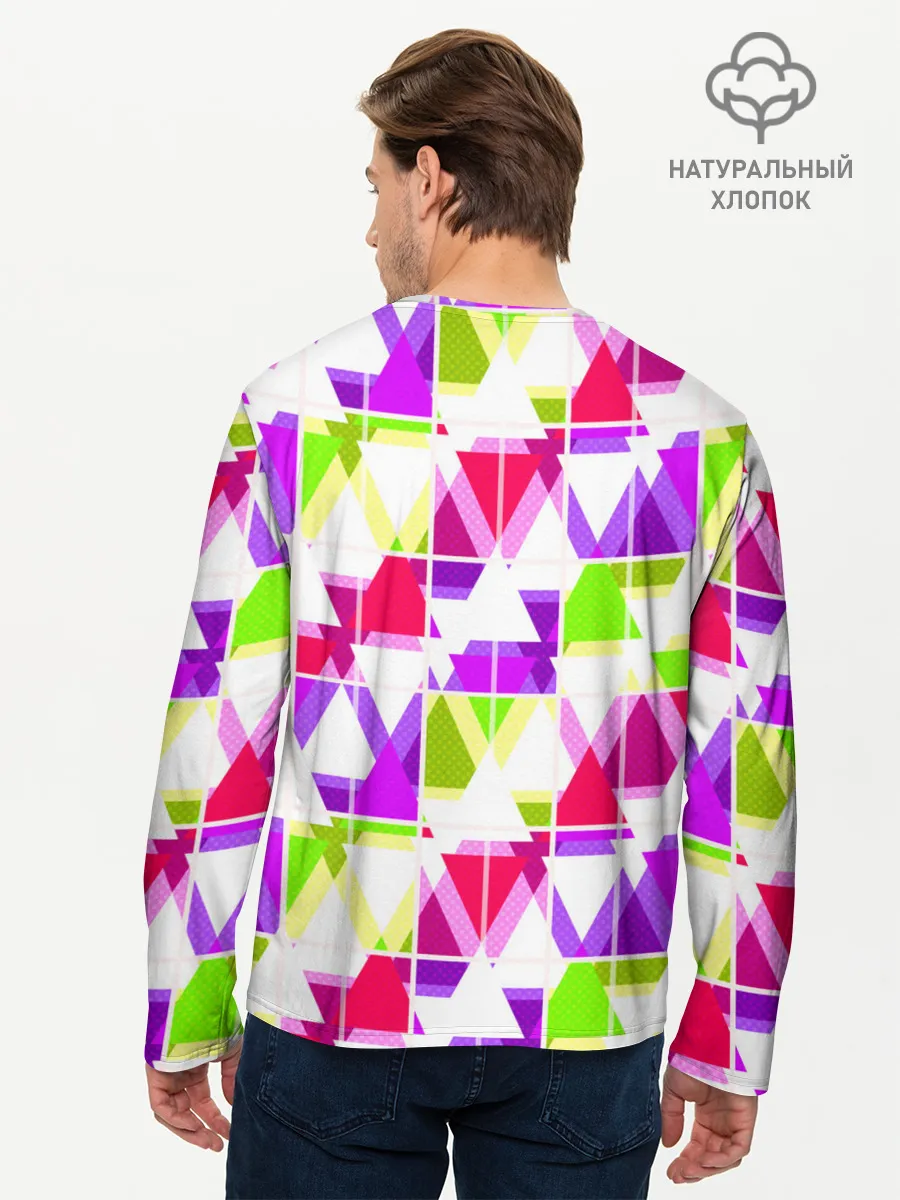 Мужской лонгслив базовый / Абстрактный яркий узор