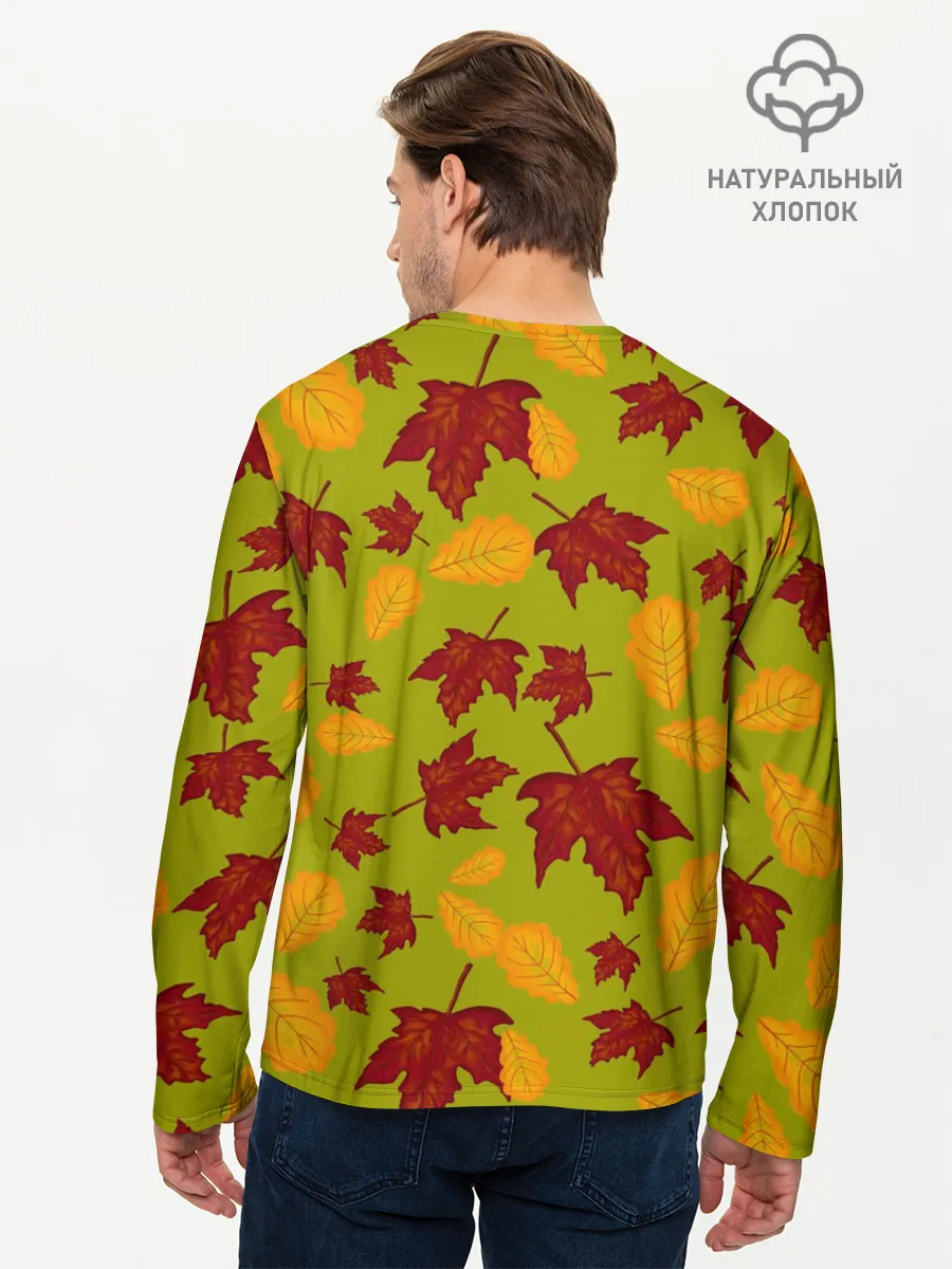 Мужской лонгслив базовый / осенние листья клён и дуб