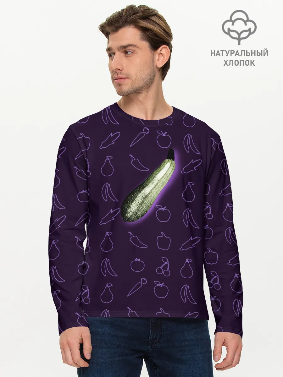 Мужской лонгслив базовый / Сбор урожая. Кабачок