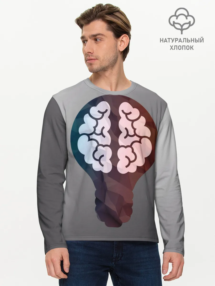 Мужской лонгслив базовый / Прокачай мозги