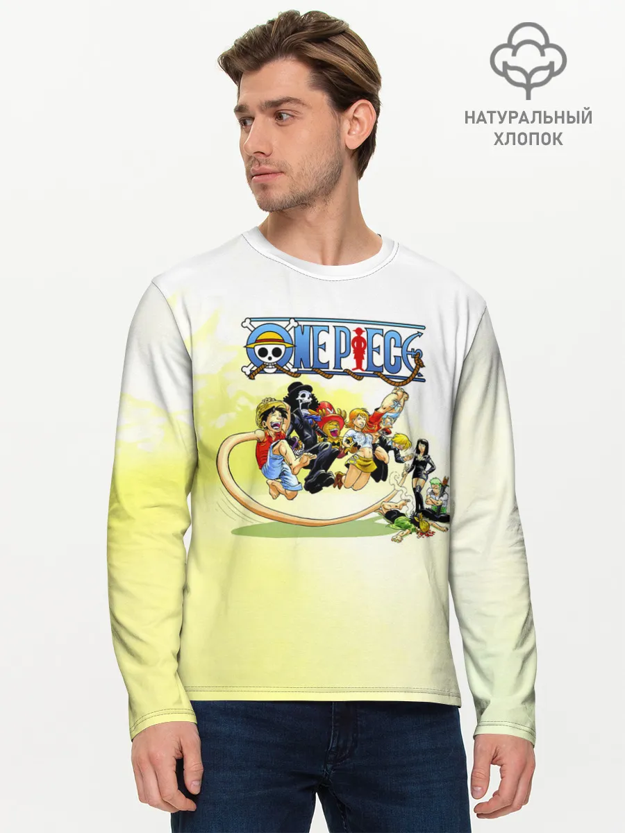 Мужской лонгслив базовый / One Piece пираты Соломенной Шляпы