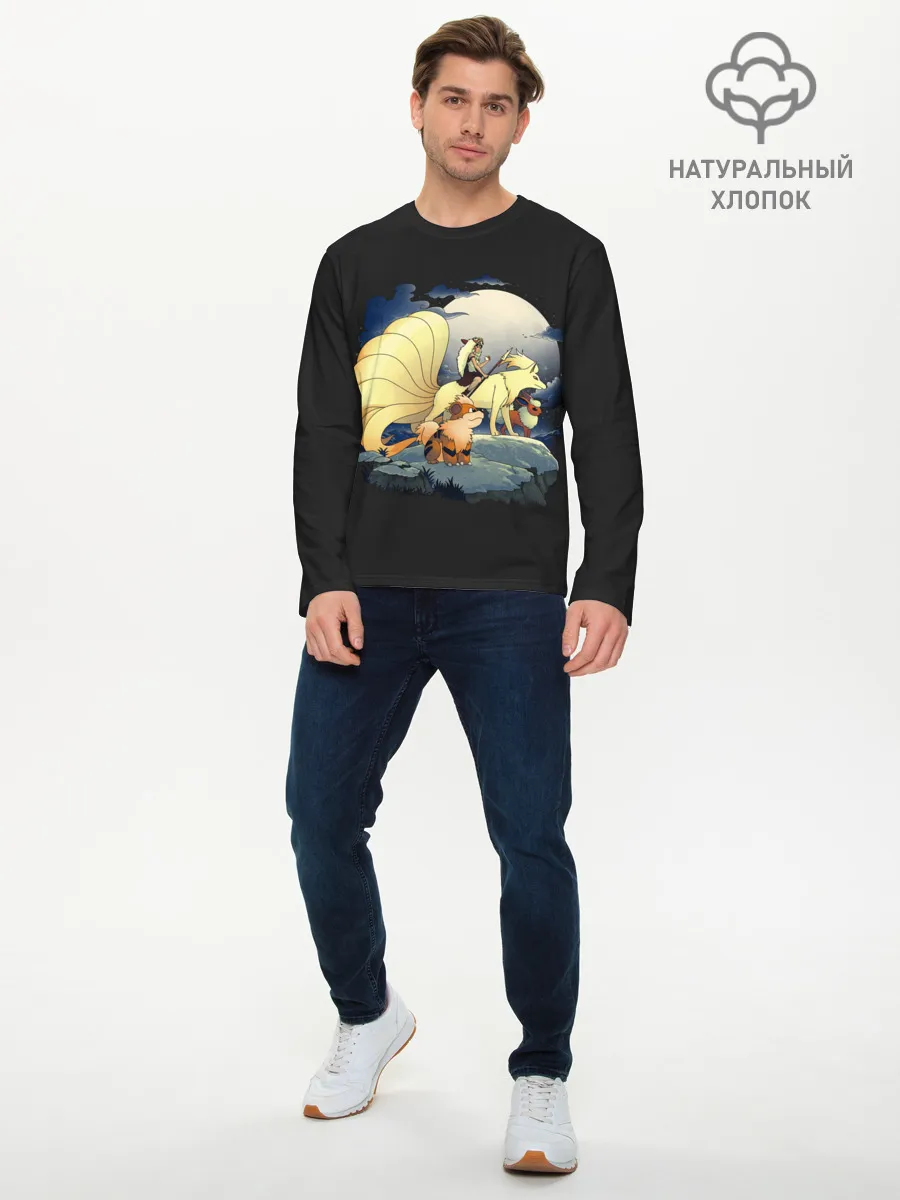 Мужской лонгслив базовый / Принцесса Мононоке х Покемоны