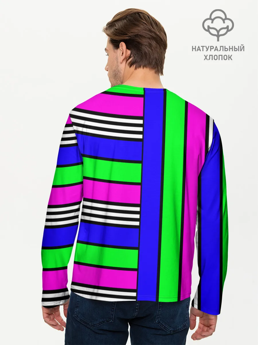 Мужской лонгслив базовый / Полосатый яркий летний узор