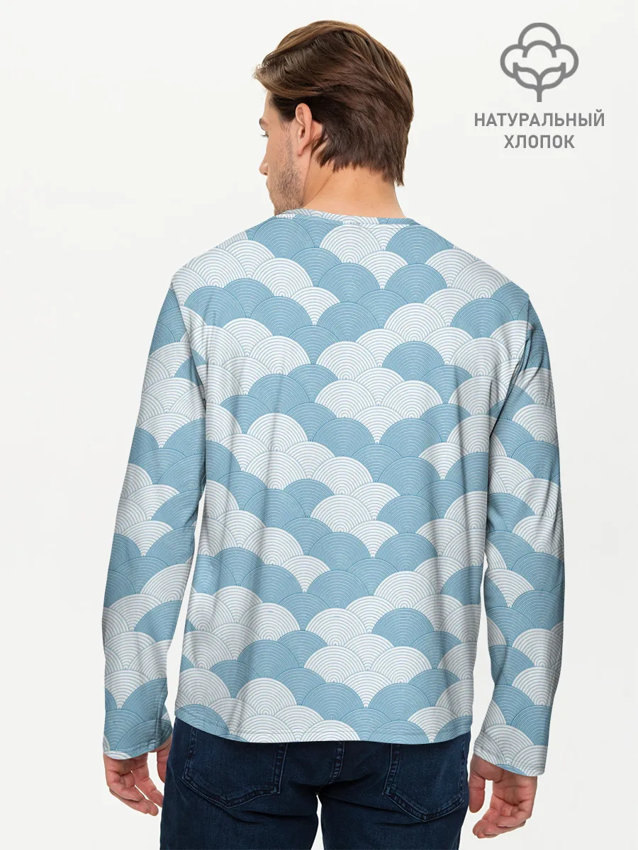 Мужской лонгслив базовый / Абстрактные волны