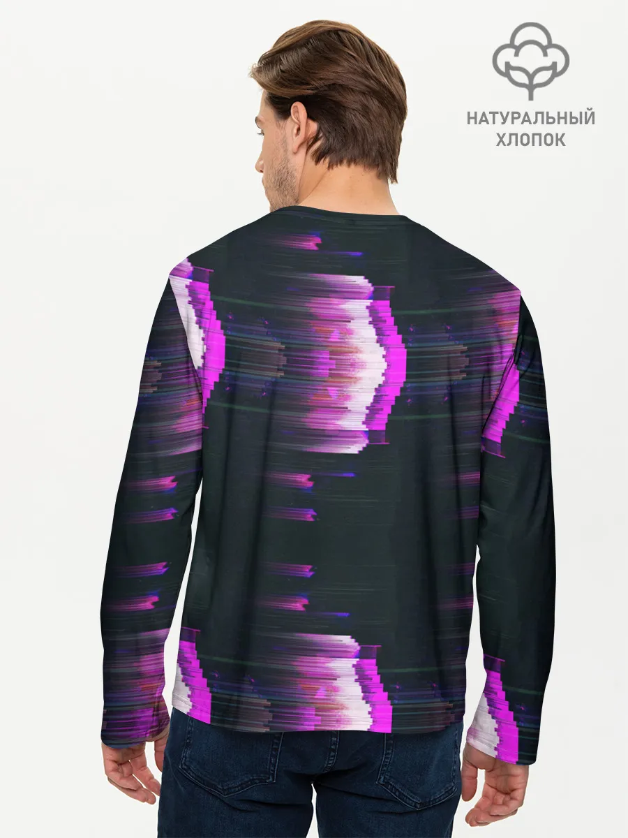 Мужской лонгслив базовый / Розовый глитч