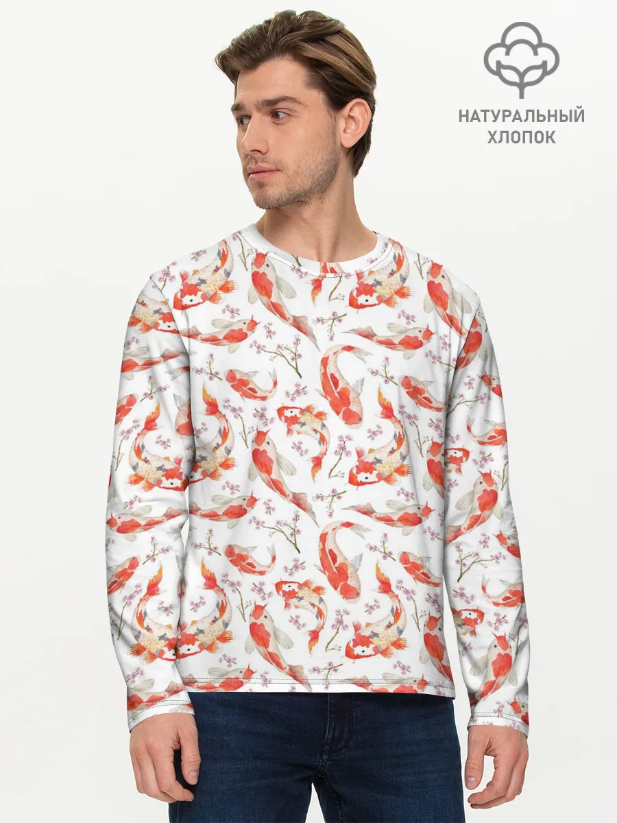 Мужской лонгслив базовый / Радужные карпы