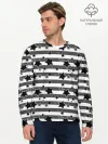 Мужской лонгслив базовый / Черно-белый полосатый узор