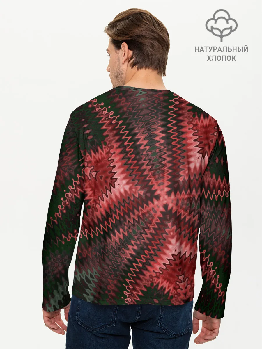 Мужской лонгслив базовый / Серо-коричневый узор