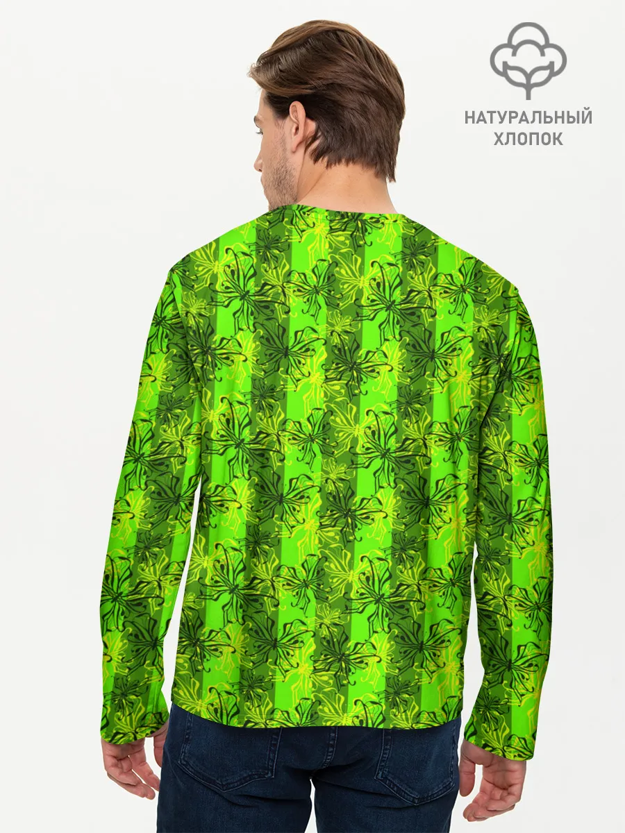 Мужской лонгслив базовый / Неоновый полосатый узор