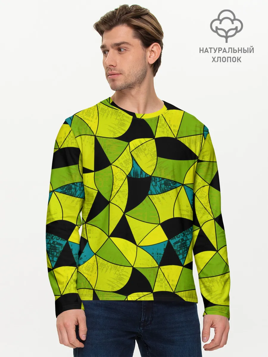 Мужской лонгслив базовый / Гранжевый яркий зеленый