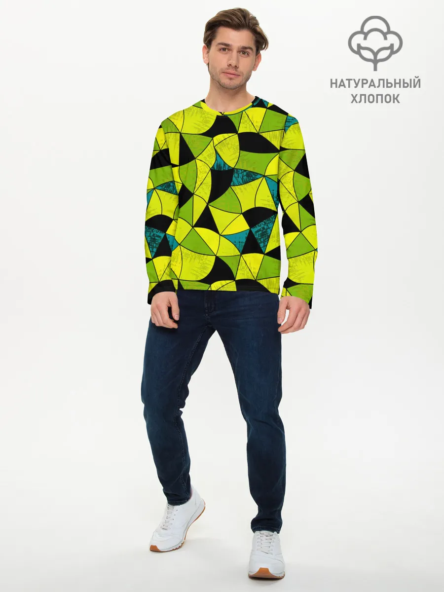 Мужской лонгслив базовый / Гранжевый яркий зеленый
