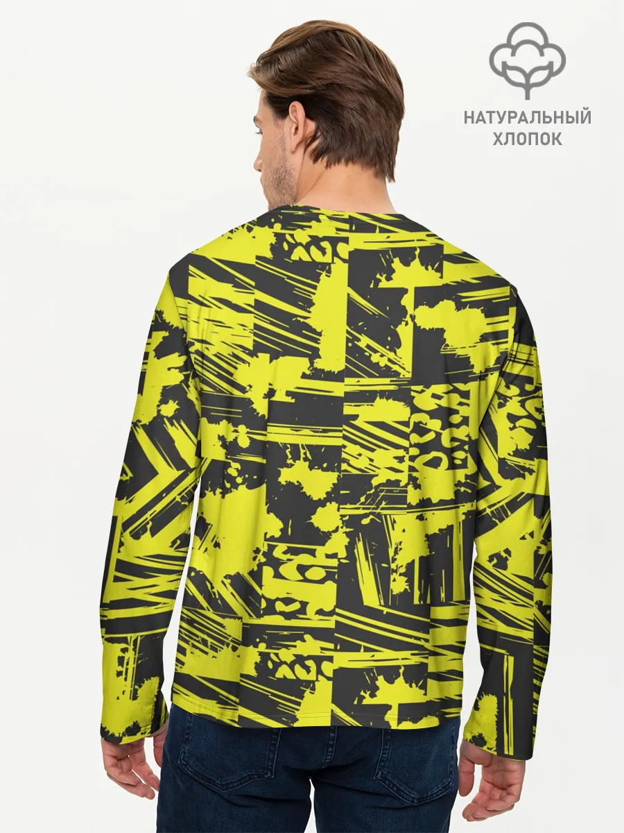 Мужской лонгслив базовый / Желтая текстура