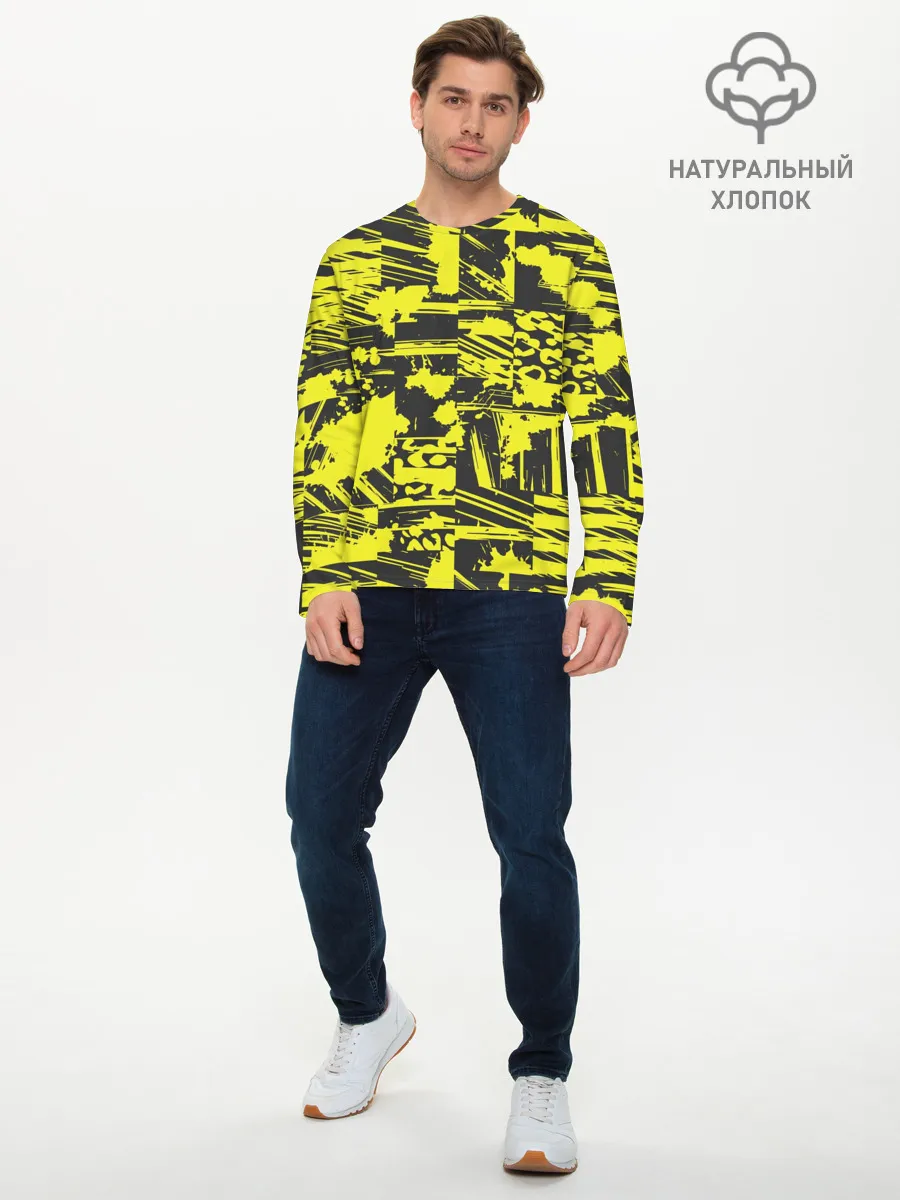 Мужской лонгслив базовый / Желтая текстура