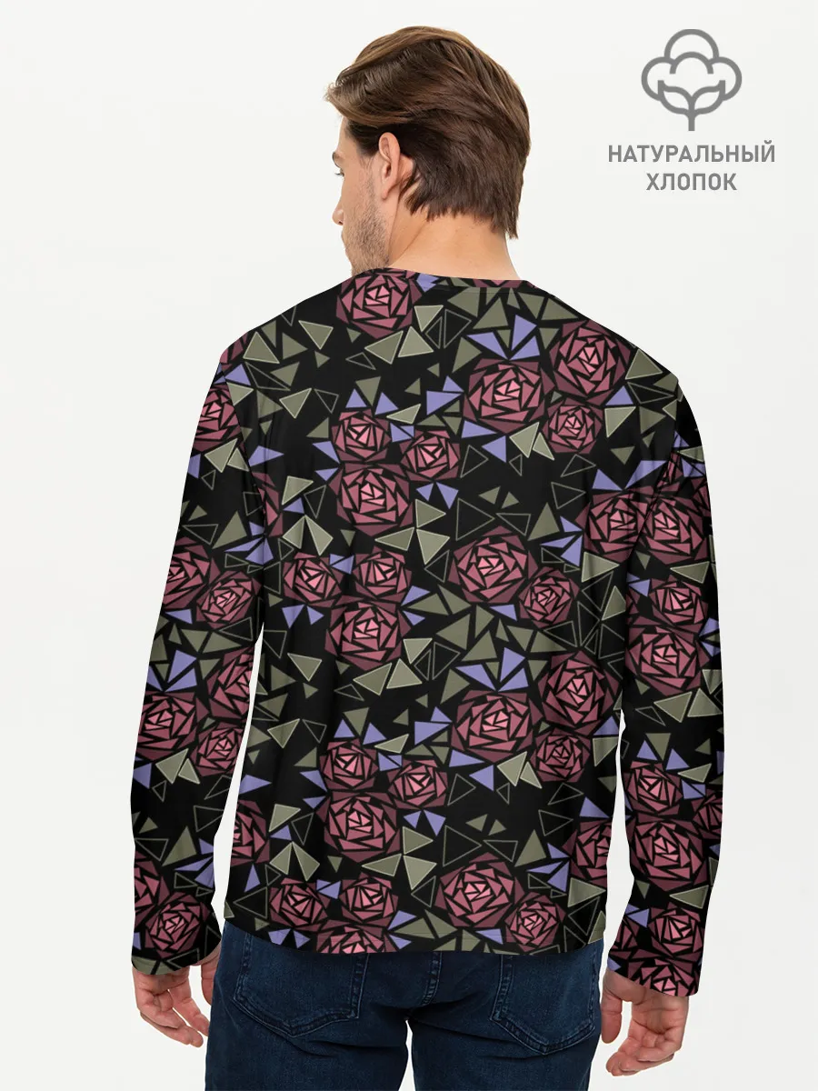 Мужской лонгслив базовый / Цветочная мозаика