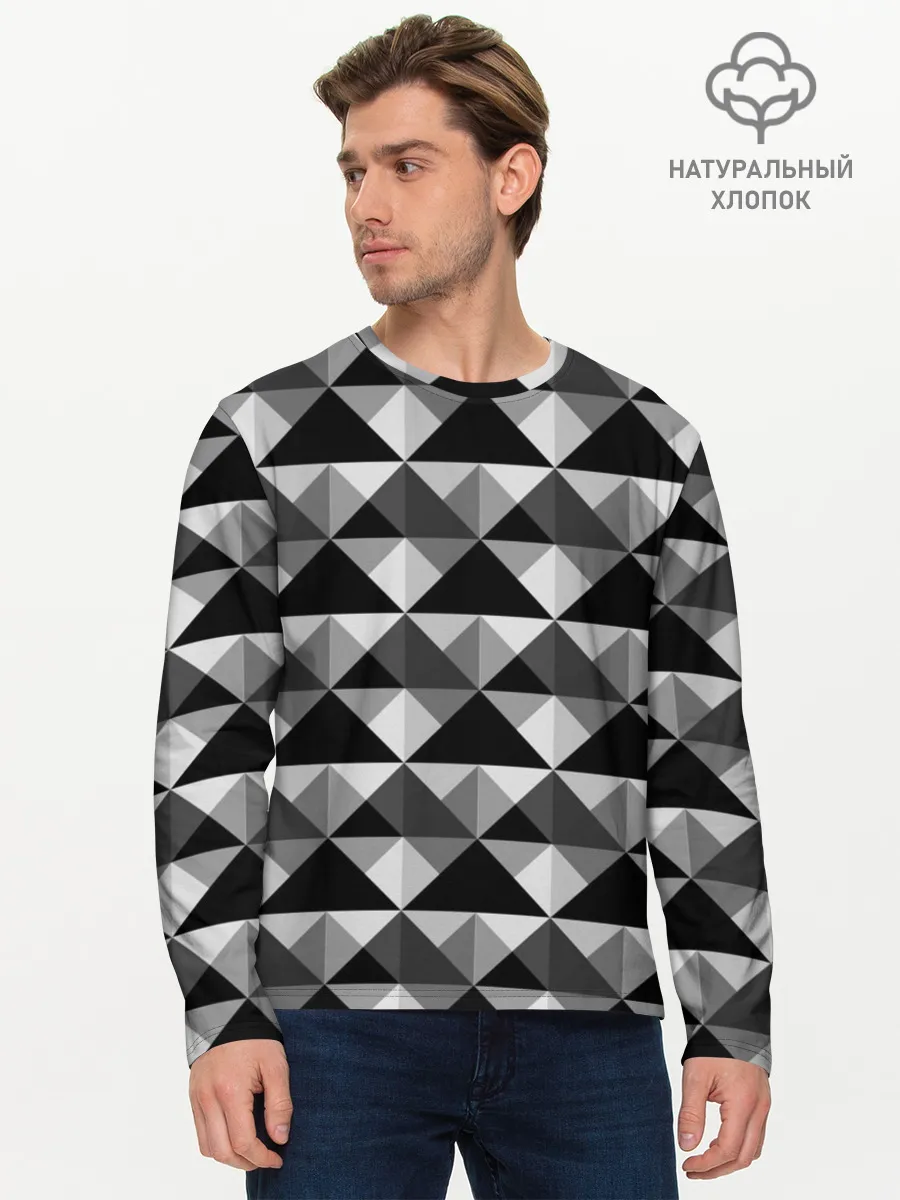 Мужской лонгслив базовый / Современный геометрический