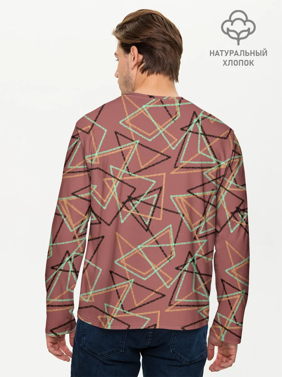 Мужской лонгслив базовый / Террактовый геометрический