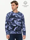 Мужской лонгслив базовый / Синий камуфляж в клетку