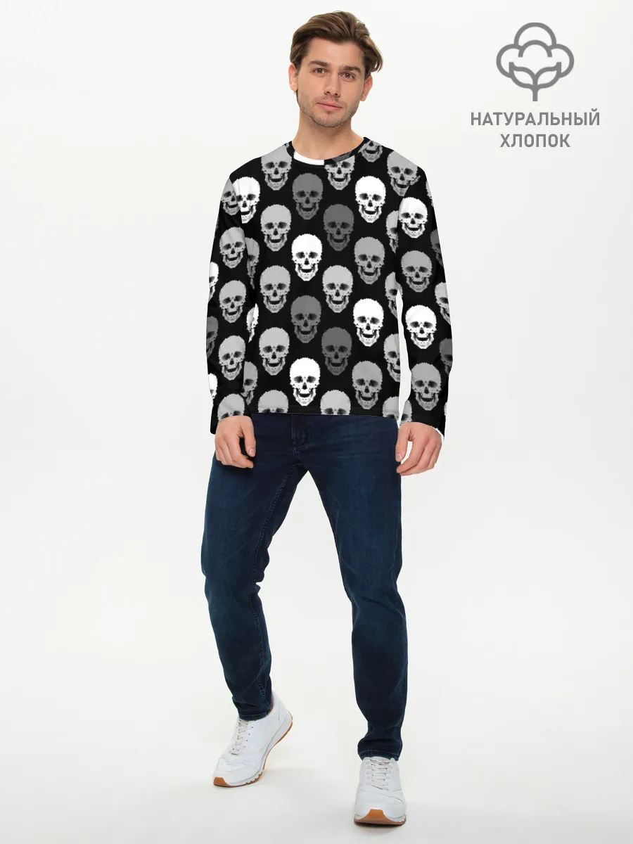 Мужской лонгслив базовый / Черно-белый готический